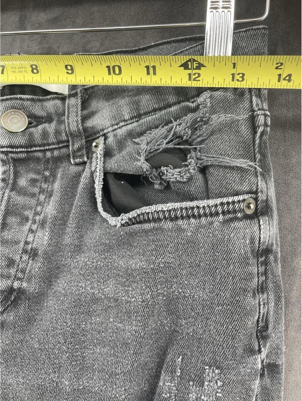 Zara Man Distressed Gray Jeans Mens USA 30 Ripped Skinny Tapered Denim - Picture 6 of 9